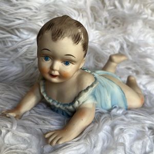 Large 10” Vintage Bisque Porcelain Piano Babies Baby Boy